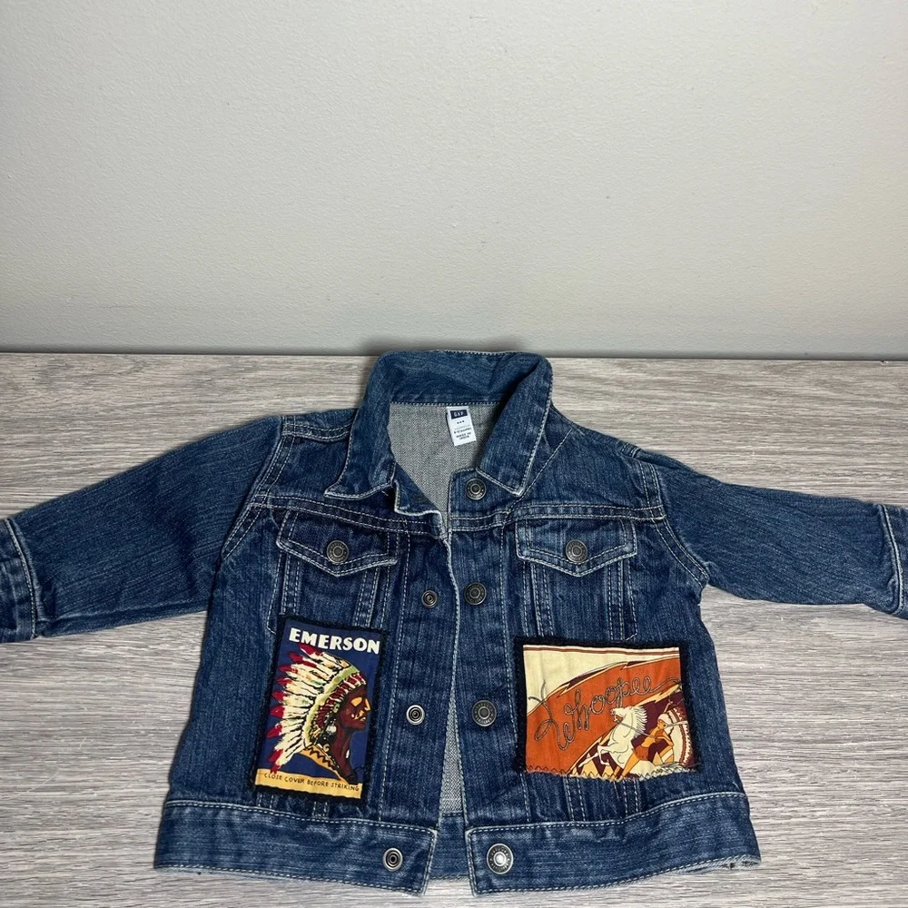 Baby Gap Cowboy Patch Blue Denim Jacket 6-12 Months